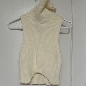 Forever 21 Ivory Sleeveless Turtleneck Sweater